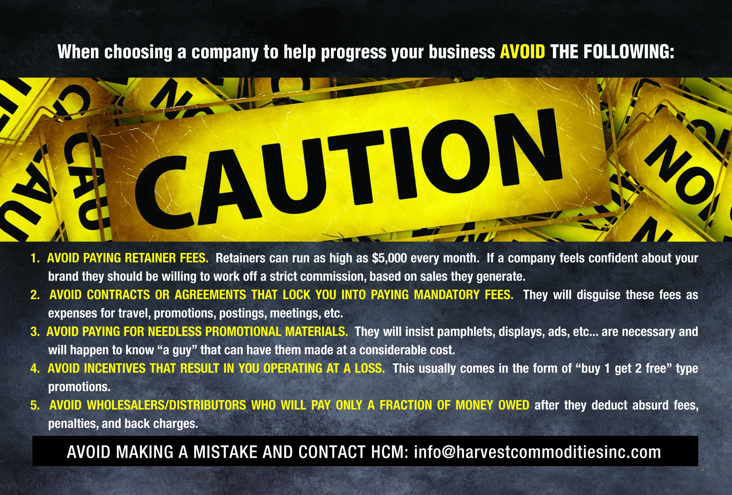Caution sign warning about common mistakes when choosing a company for business progress.